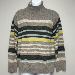 Pendleton Striped Mock Neck Preppy Light Wool Rabbit Hair‎ Sweater Womens Sz M